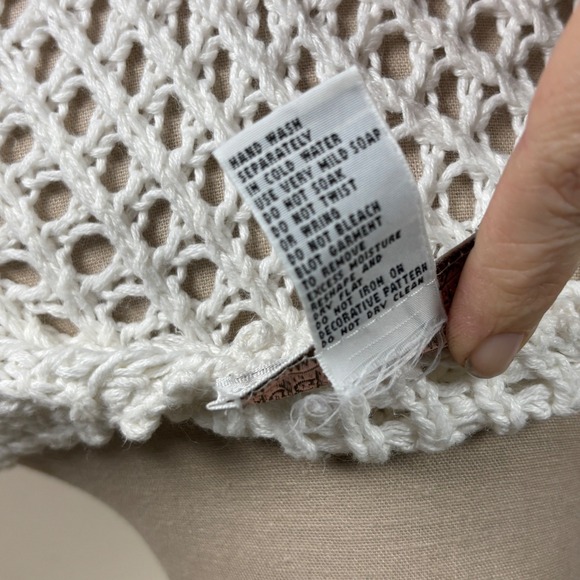 Vintage Sugar Co Ltd White Crochet Open Knit Sweater 3D Floral Ramie Cotton Sz S - Picture 6 of 6